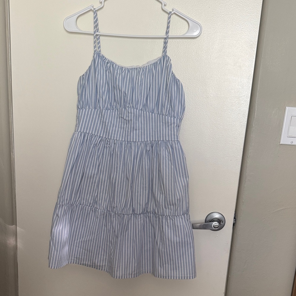 Express Light Blue and White Striped Sundress
